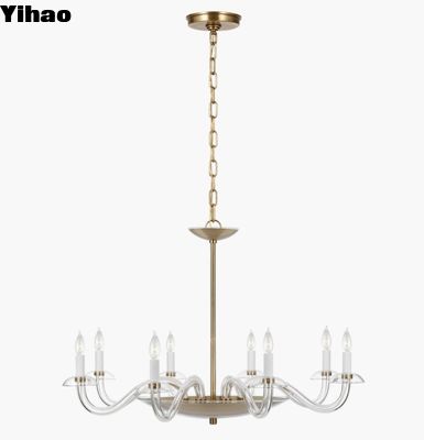 شراء PCD 5020 بريجيت ثريا كبيرا زجاج شفاف و نيكل مطلي / نحاس عتيق مفرش يدويا التصنيع عبر الإنترنت