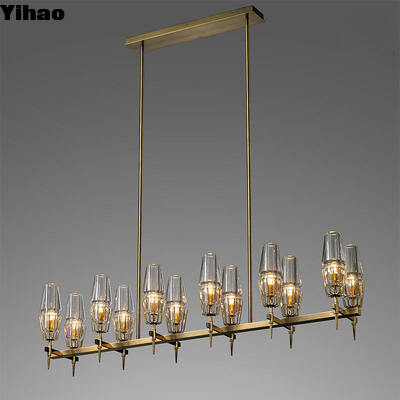 شراء تصميم مخصص النحاس والزجاج معلقة الضوء مع 50000 ساعة من العمر للشمعة الفاخرة الحديثة التصنيع عبر الإنترنت